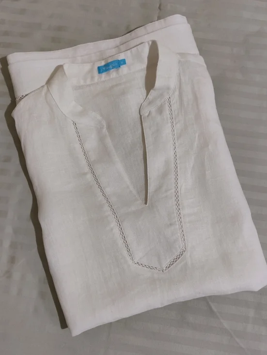 J. McLaughlin Sleeveless Relaxed Fit Linen Tunic Top - White, Size M - Picture 9 of 9